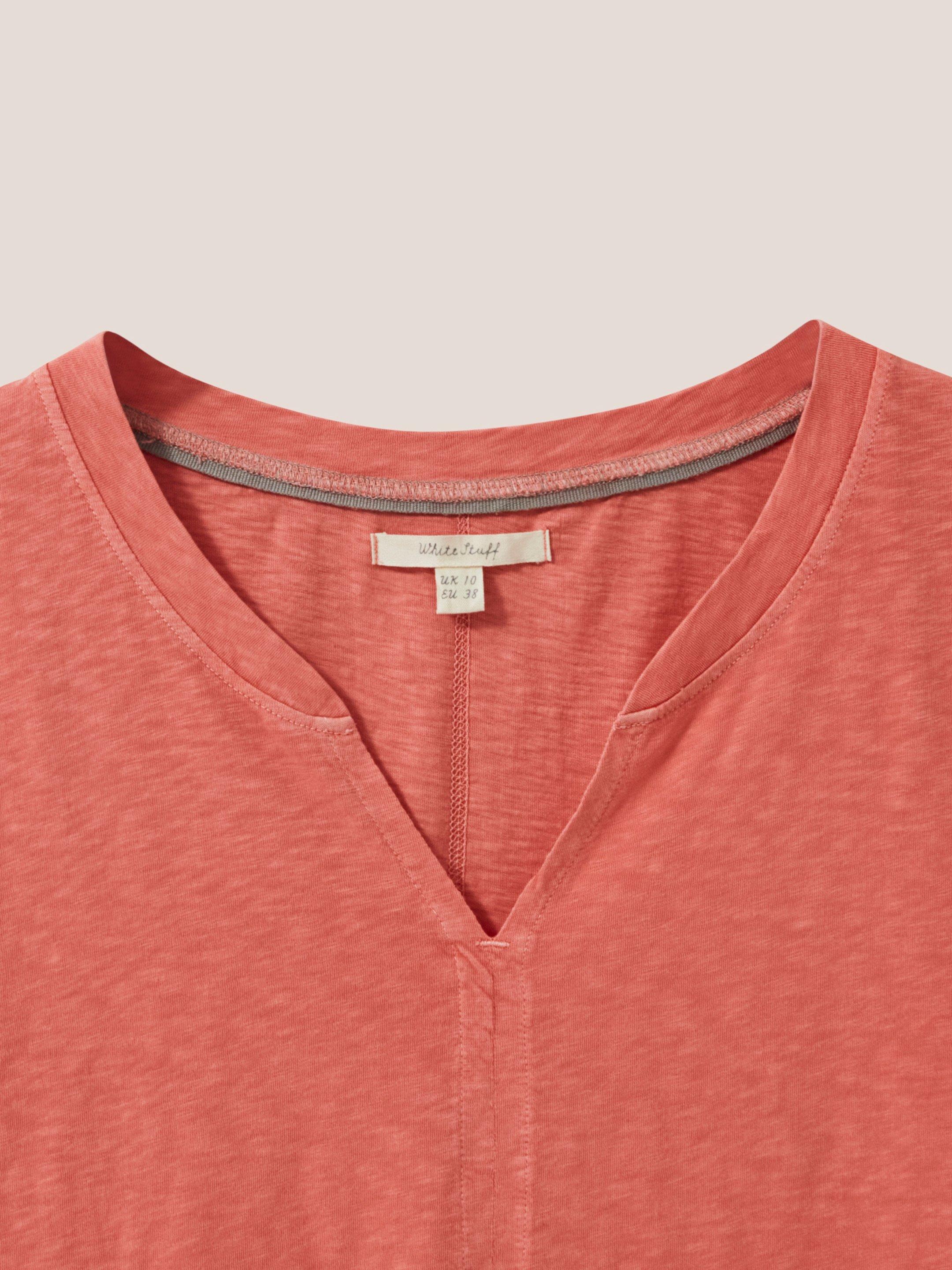 Nelly Notch Neck Tee in MID PINK - FLAT DETAIL