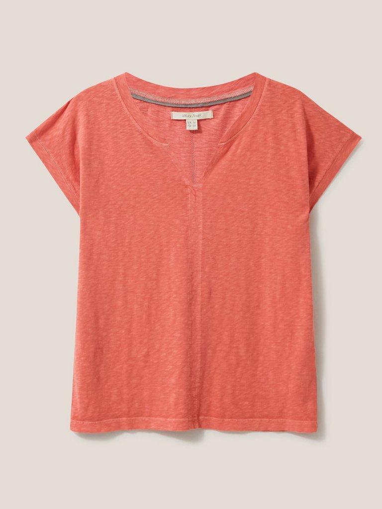 Nelly Notch Neck Tee in MID PINK - FLAT FRONT