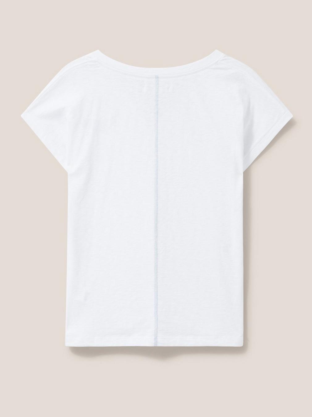 Nelly Notch Neck Tee in NAT WHITE - FLAT BACK