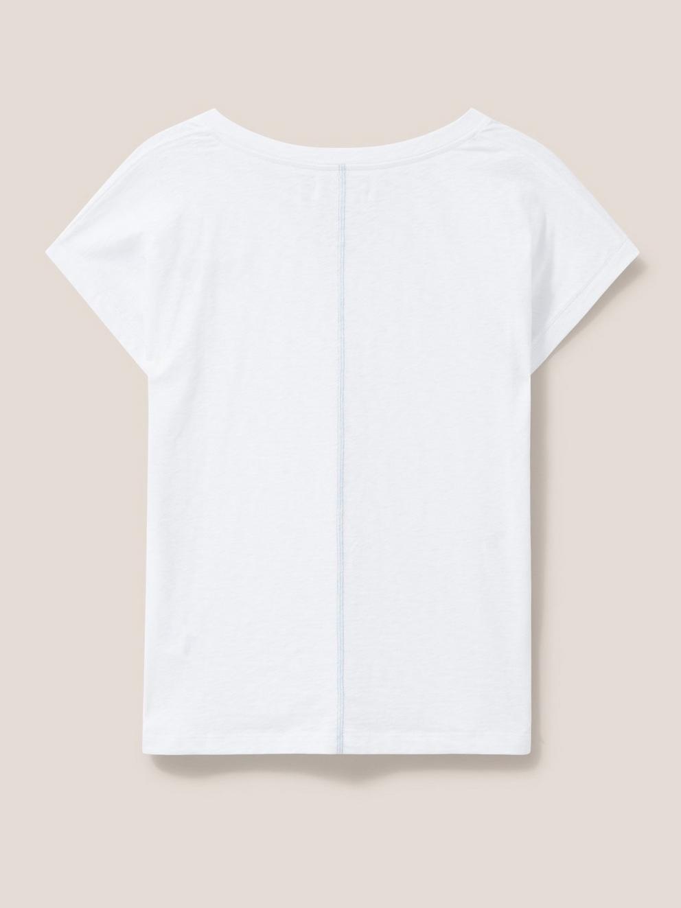 Nelly Notch Neck Tee in NAT WHITE - FLAT BACK