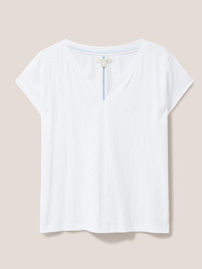 Nelly Notch Neck Tee in NAT WHITE - FLAT FRONT