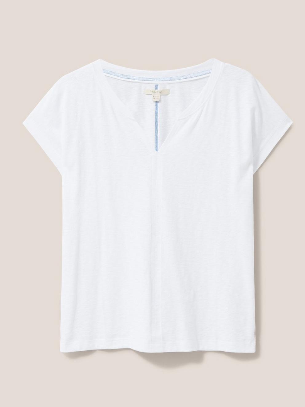 Nelly Notch Neck Tee in NAT WHITE - FLAT FRONT