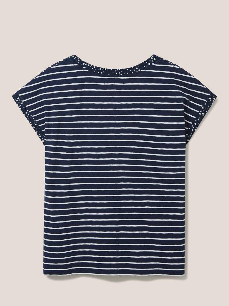 Nelly Notch Neck Tee in NAVY MULTI - FLAT BACK