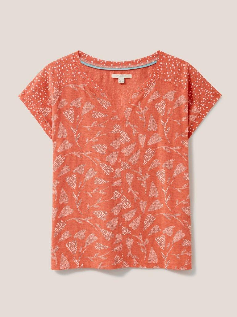 Nelly Notch Neck Tee in PINK PR - FLAT FRONT