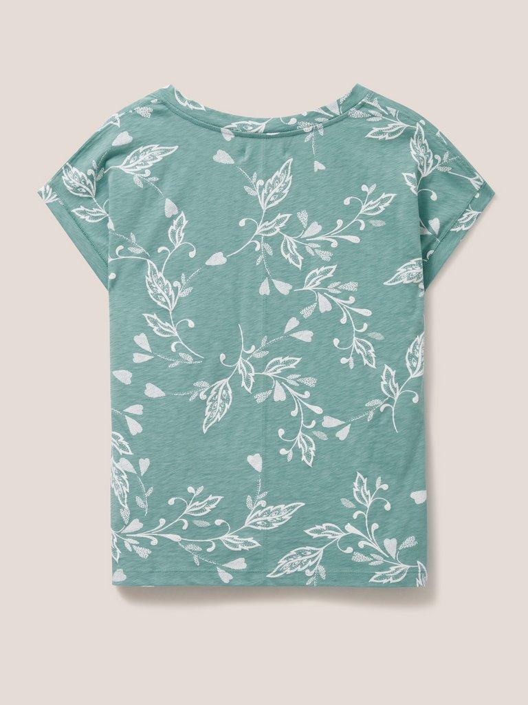 Nelly Notch Neck Tee in TEAL PR - FLAT BACK