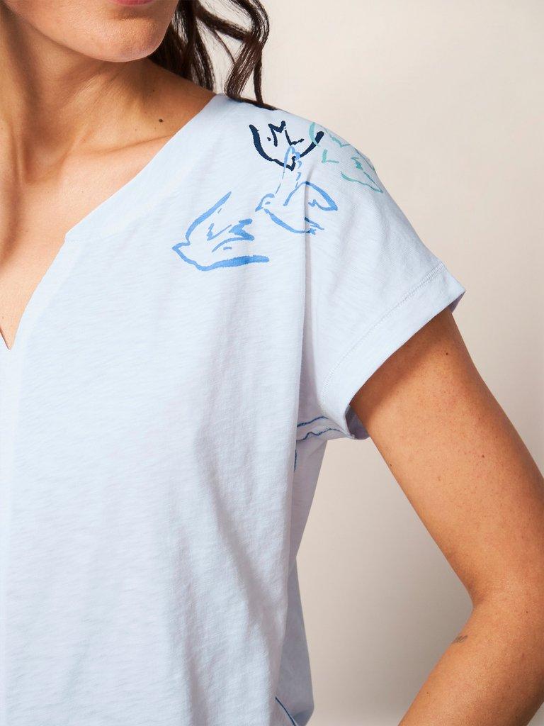 Nelly Notch Neck Tee in WHITE PR - MODEL DETAIL