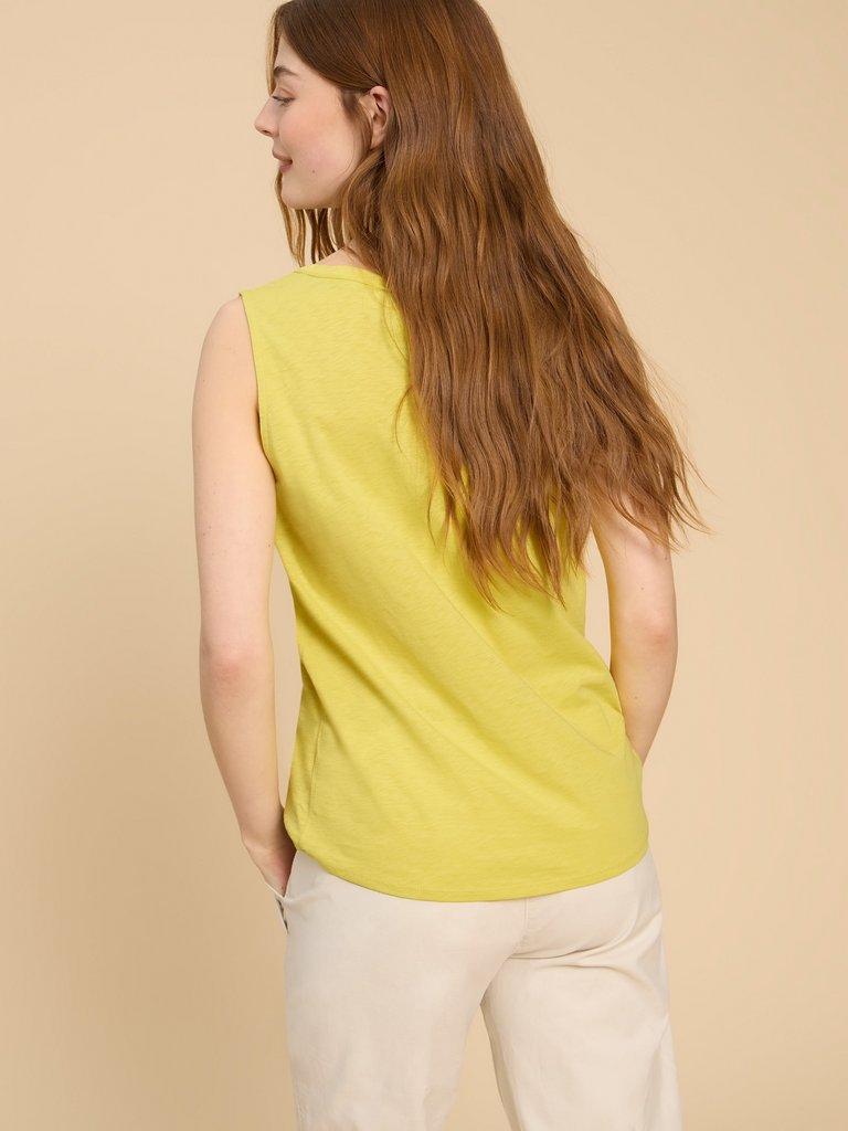 LAILA VEST in MID YELLOW - MODEL BACK