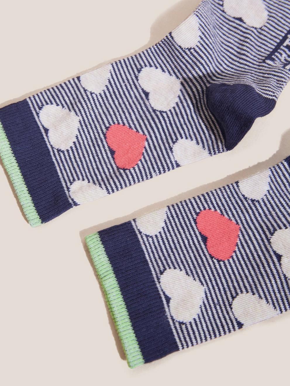 Heart Stripe Socks in PINK MLT - FLAT DETAIL