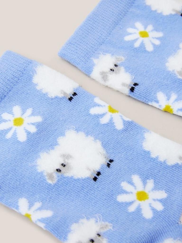 Fluffy Sheep Socks in BLUE MLT - FLAT DETAIL