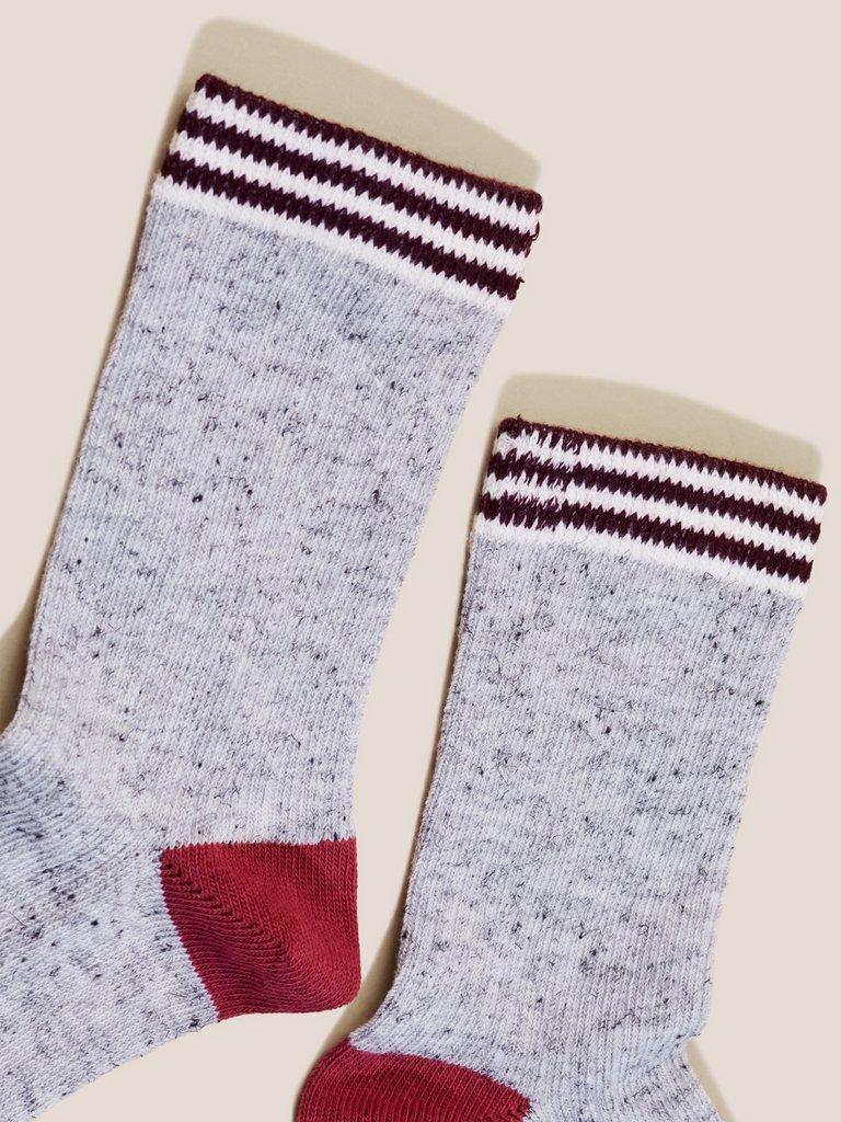 Sport Rib Socks in GREY MLT - FLAT DETAIL