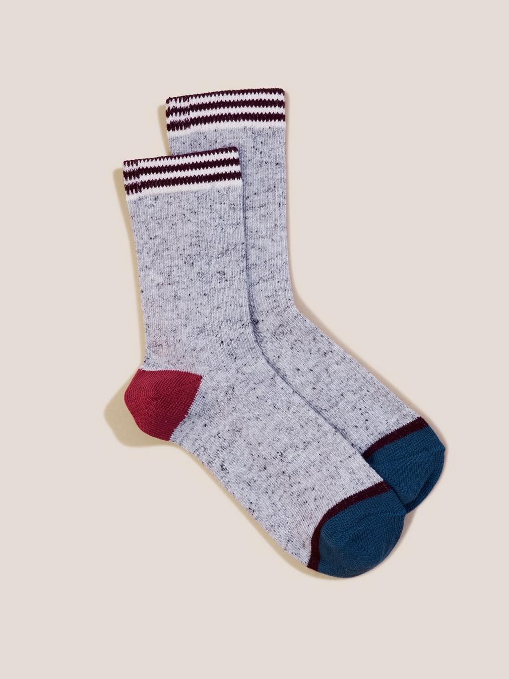 Sport Rib Socks in GREY MLT - FLAT FRONT