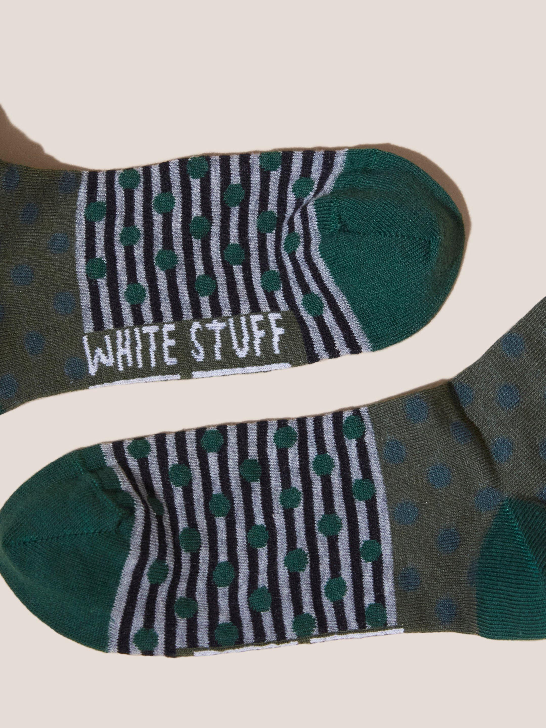 Spot Stripe Sock in GREEN MLT - FLAT FRONT