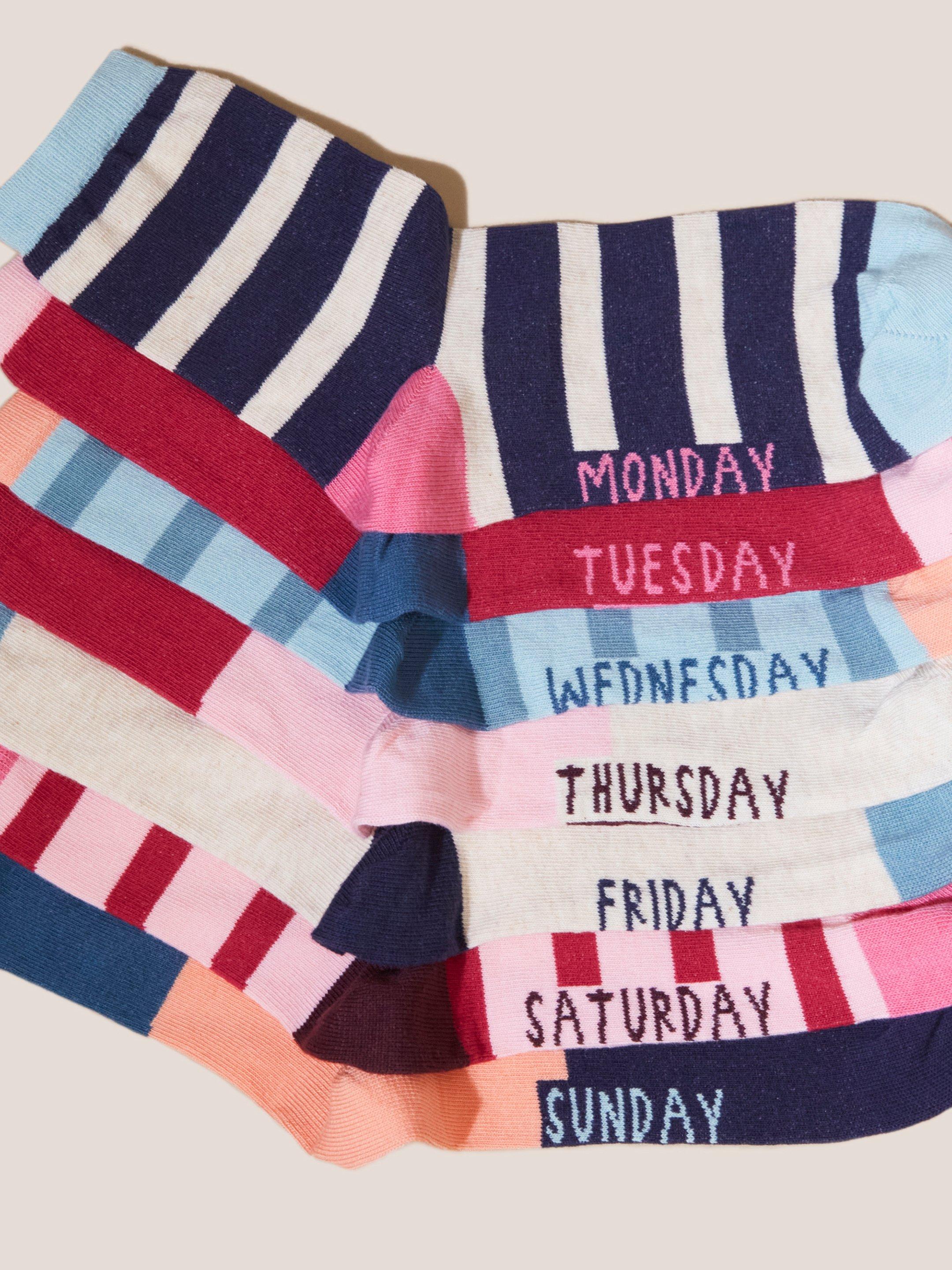 Seven Pack Stripe Mix Socks in BLUE MULTI | White Stuff