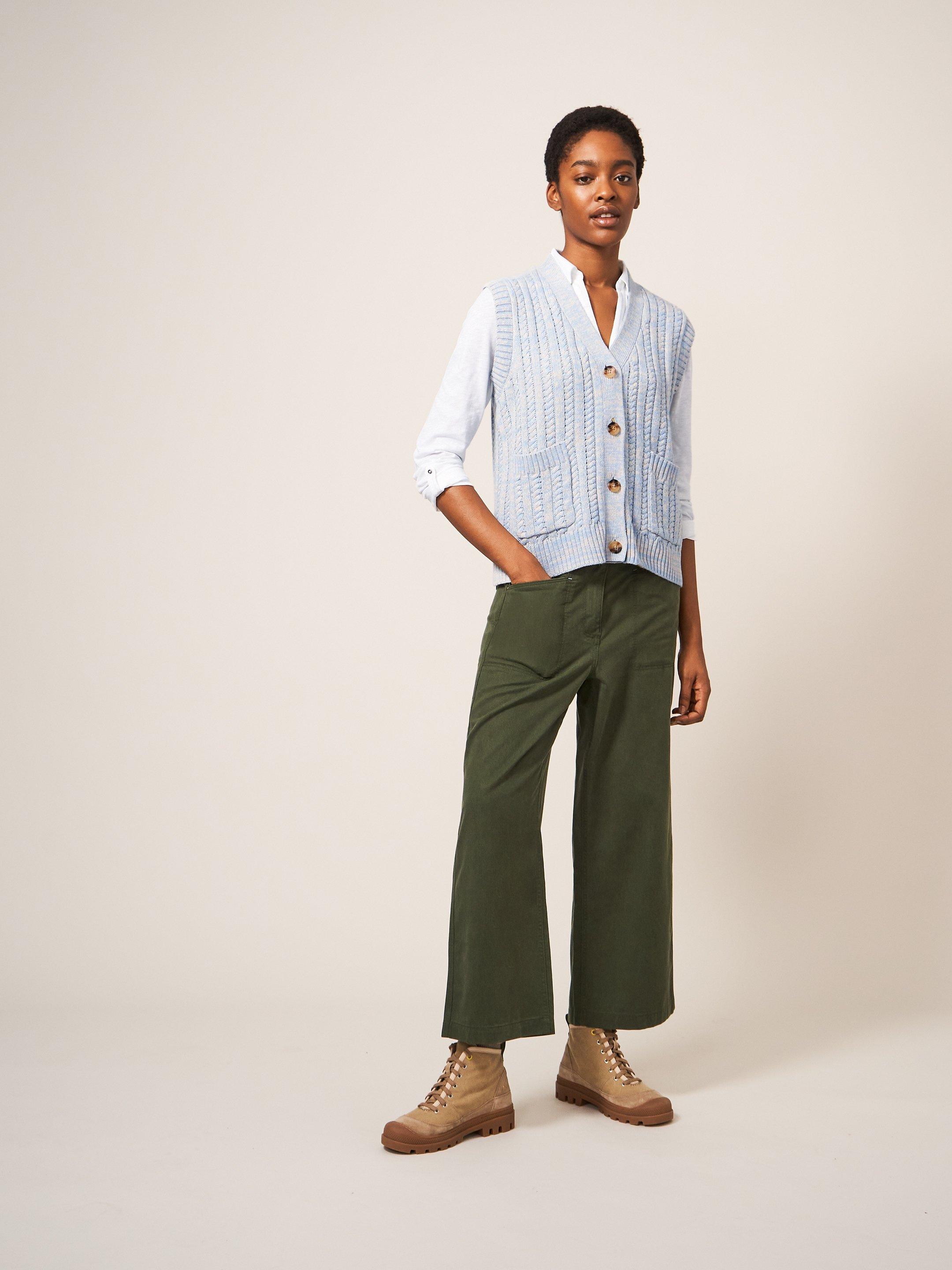 SLEEVELESS CABLE CARDI in BLUE MULTI | White Stuff