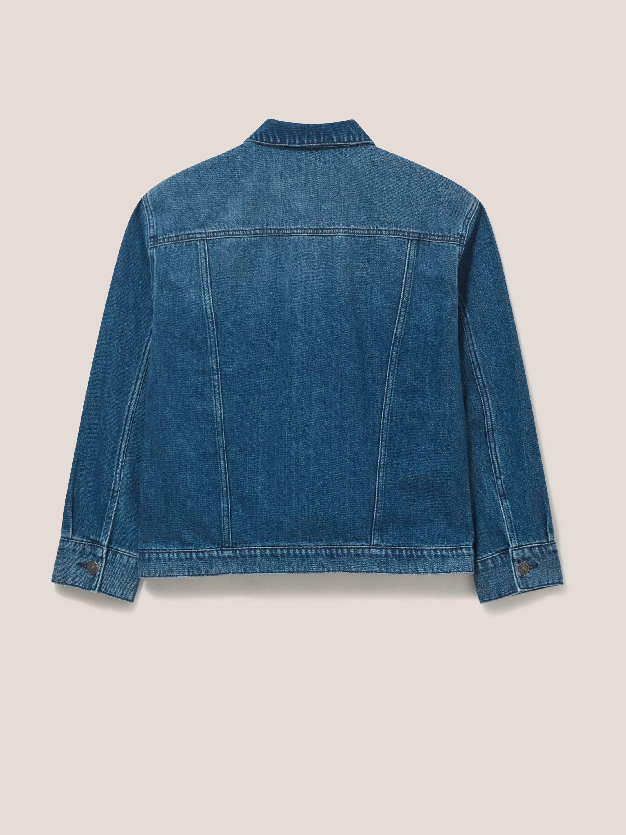 Dayton Denim Cotton Jacket in MID DENIM | White Stuff