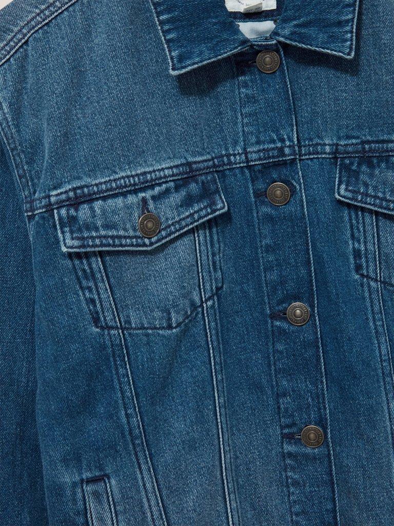 Dayton Denim Cotton Jacket in MID DENIM - FLAT DETAIL