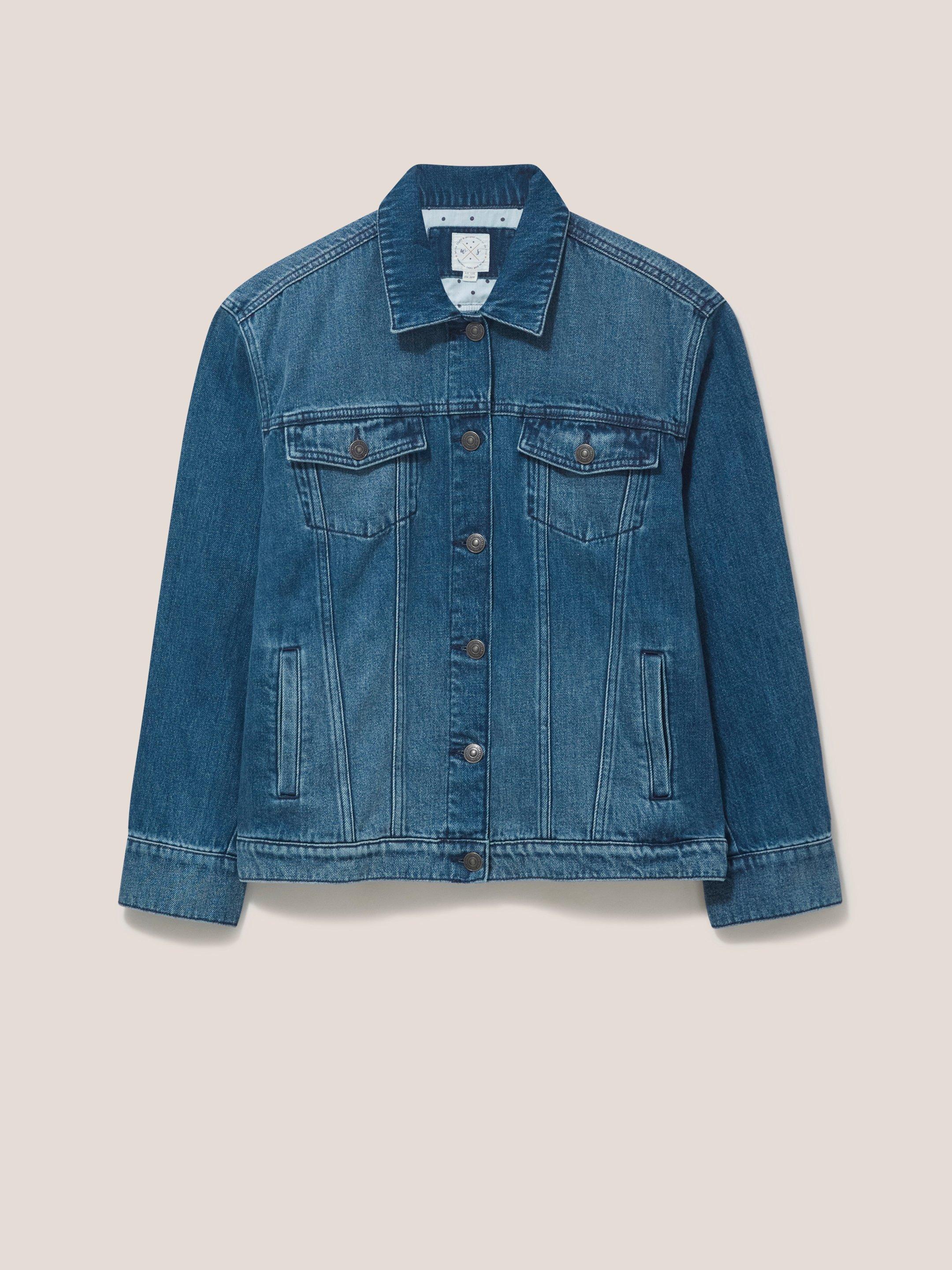 Dayton Denim Cotton Jacket in MID DENIM - FLAT FRONT