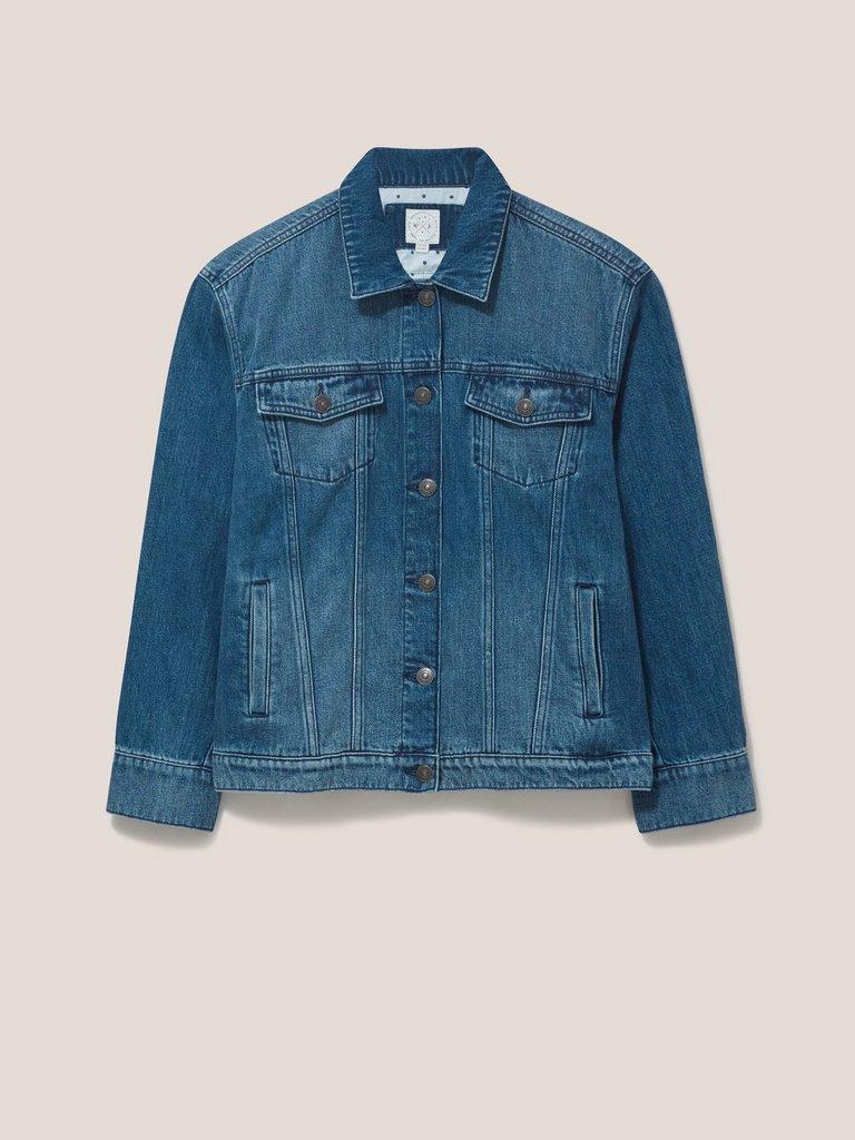 Dayton Denim Cotton Jacket in MID DENIM | White Stuff