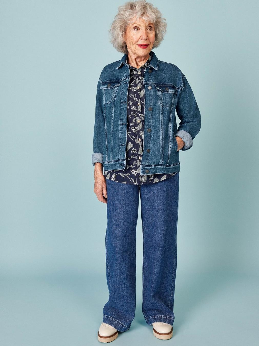 Dayton Denim Cotton Jacket in MID DENIM - MIXED