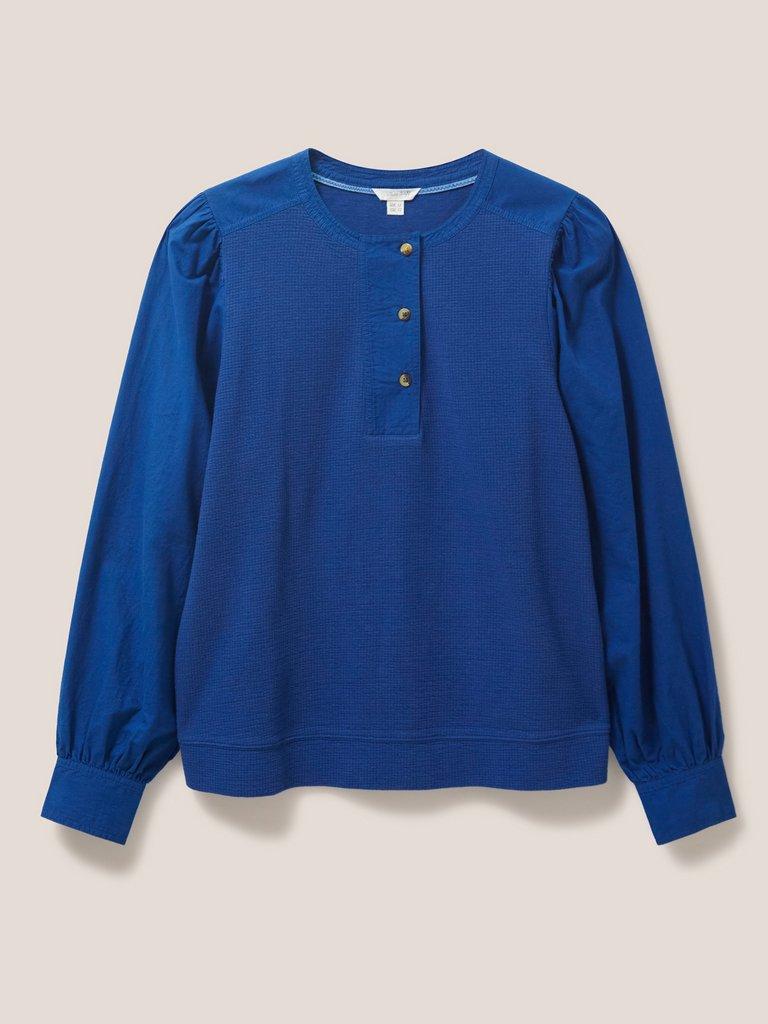 Honey Mix Media Top in MID BLUE - FLAT FRONT
