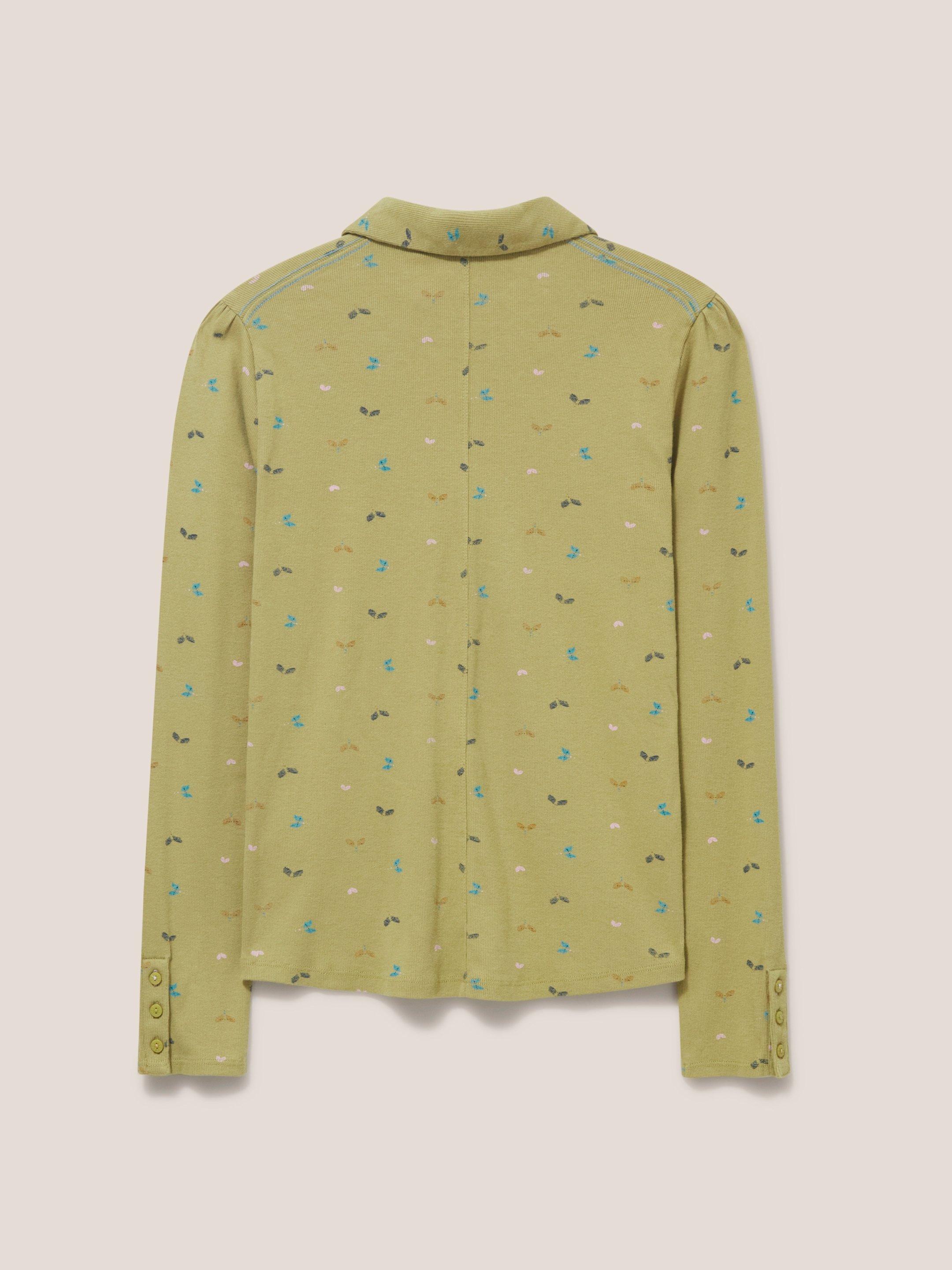Rosie Rib Jersey Shirt in GREEN PR - FLAT BACK