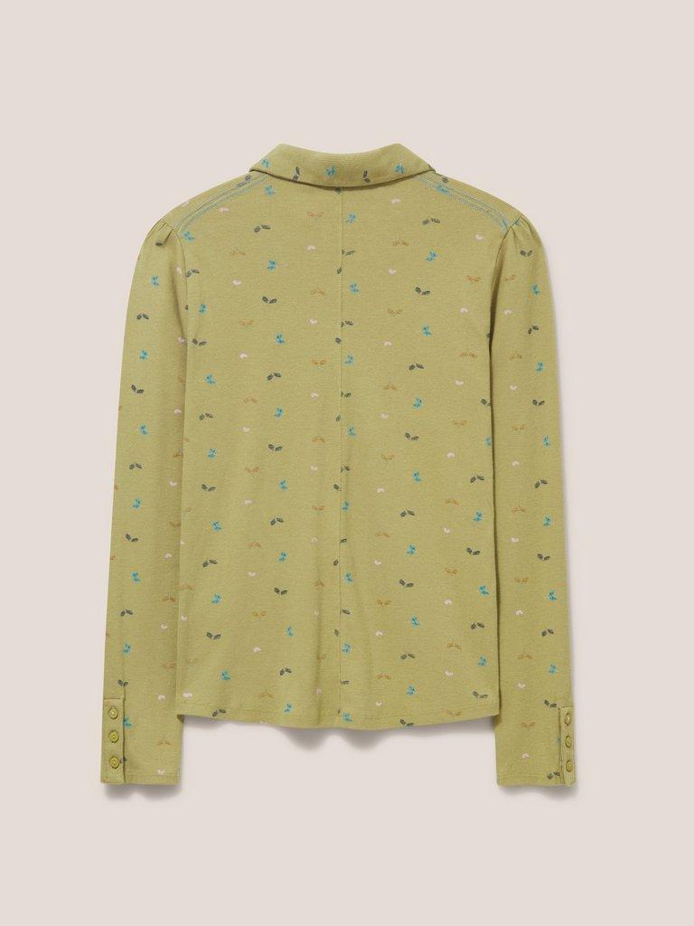 Rosie Rib Jersey Shirt in GREEN PR - FLAT BACK
