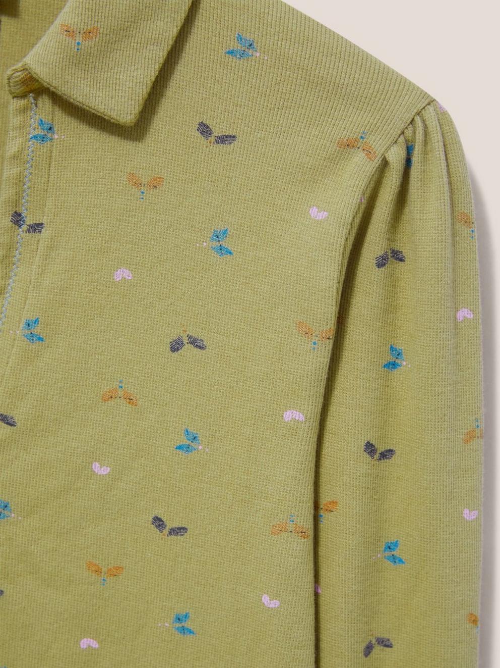 Rosie Rib Jersey Shirt in GREEN PR - FLAT DETAIL