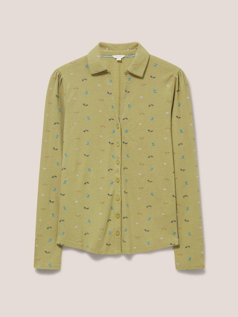 Rosie Rib Jersey Shirt in GREEN PR - FLAT FRONT