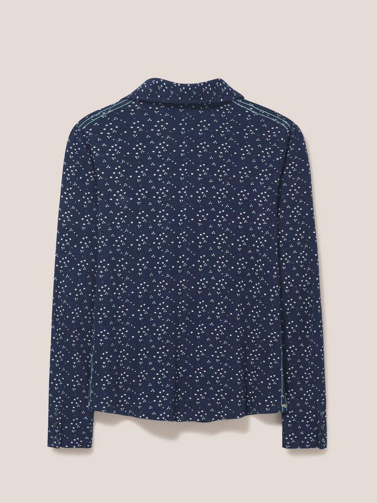 Rosie Rib Jersey Shirt in NAVY PR - FLAT BACK