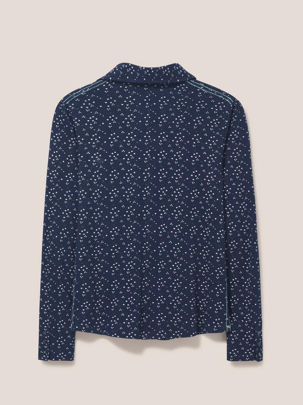 Rosie Rib Jersey Shirt in NAVY PR - FLAT BACK