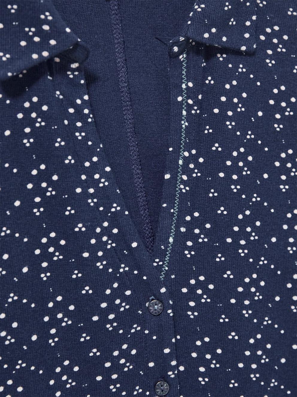 Rosie Rib Jersey Shirt in NAVY PR - FLAT DETAIL