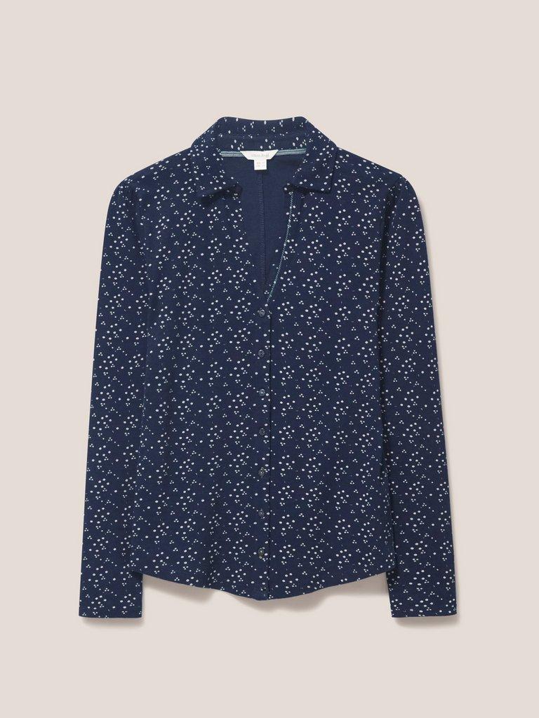 Rosie Rib Jersey Shirt in NAVY PR - FLAT FRONT