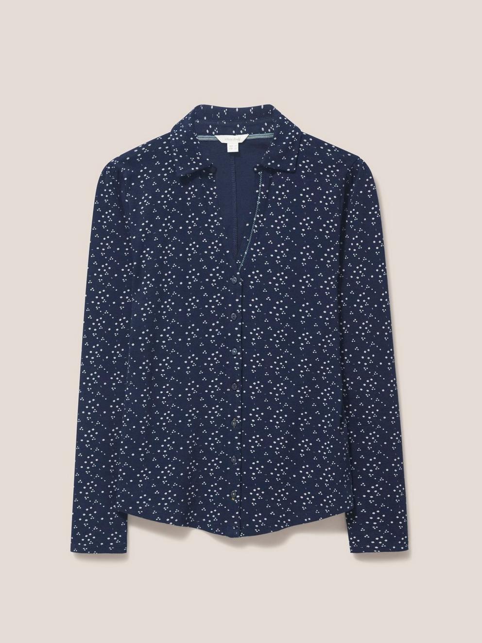 Rosie Rib Jersey Shirt in NAVY PR - FLAT FRONT