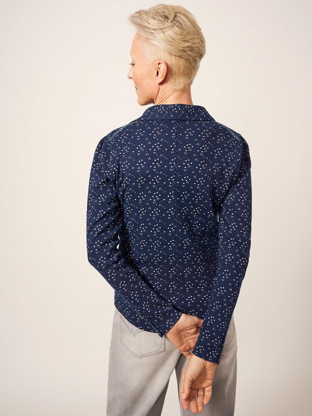 Rosie Rib Jersey Shirt in NAVY PR - MODEL BACK