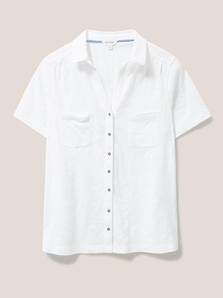 PENNY POCKET EMBROIDERED JERSEY SHIRT in BRIL WHITE - FLAT FRONT