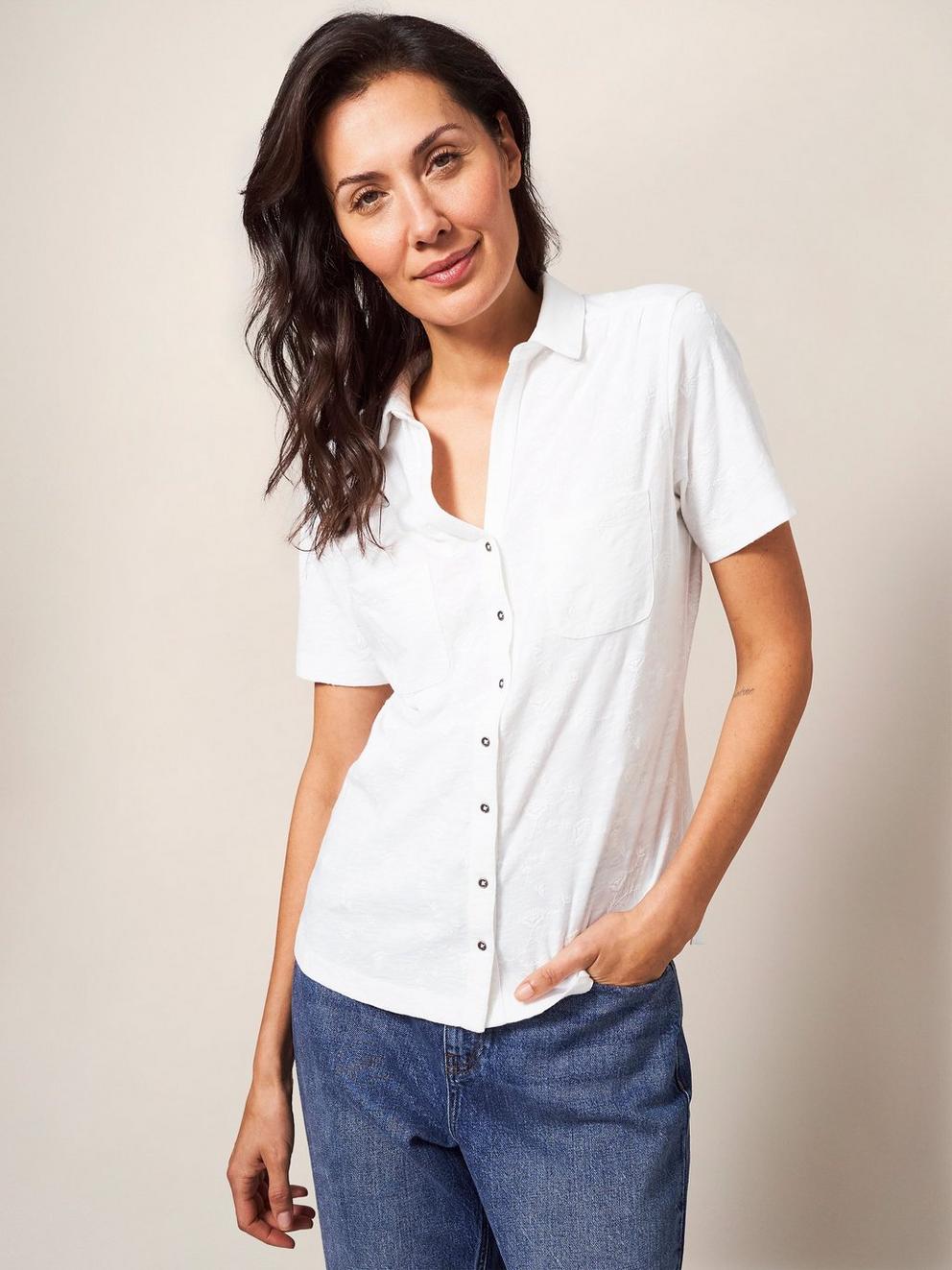 PENNY POCKET EMBROIDERED JERSEY SHIRT in BRIL WHITE - LIFESTYLE