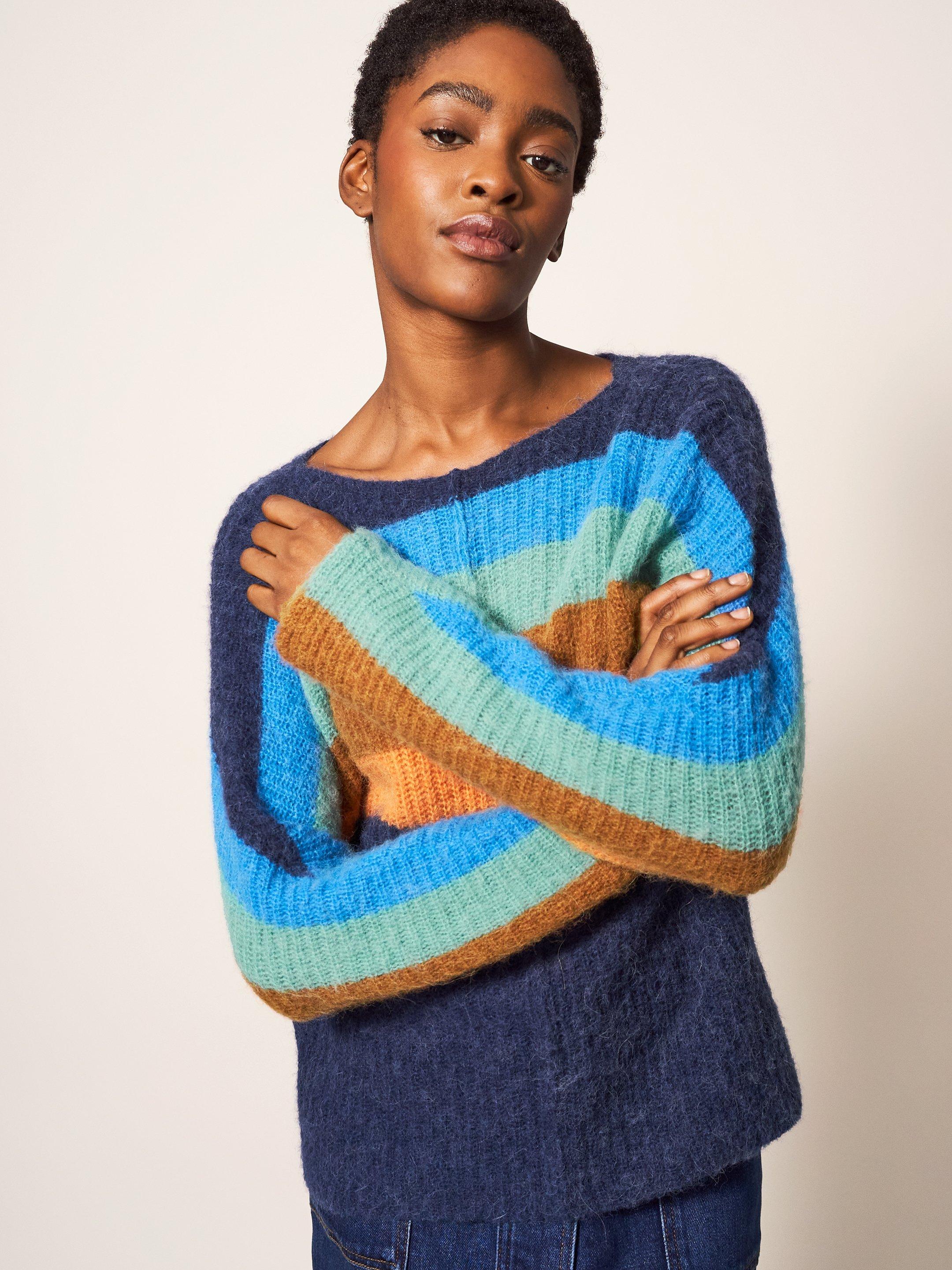 DOLLY STRIPE JUMPER in NAVY MULTI - LIFESTYLE