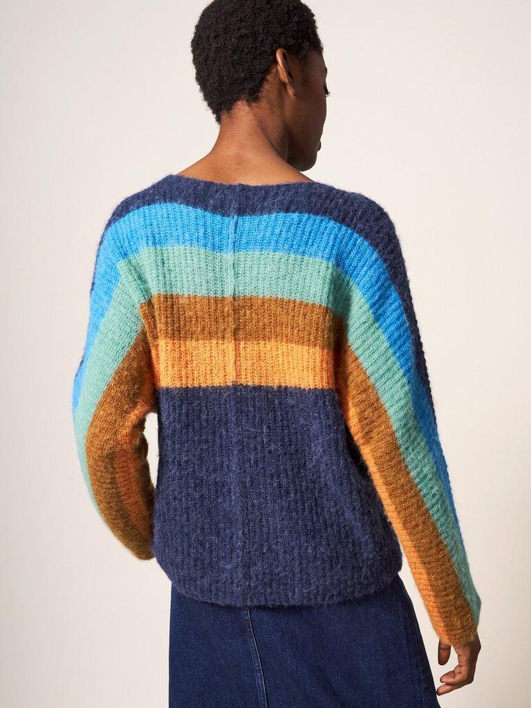 DOLLY STRIPE JUMPER in NAVY MULTI - MODEL BACK