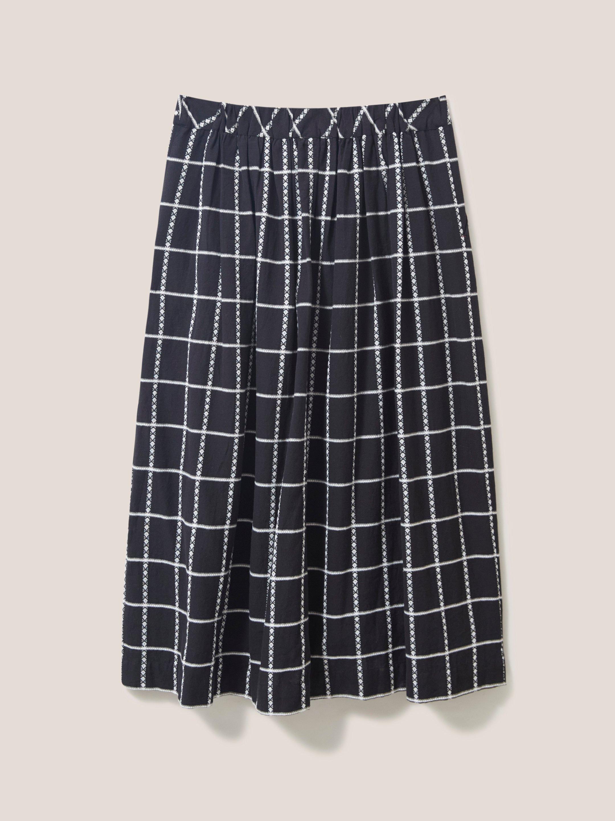 Anya Check Midi Skirt in BLK MLT - FLAT BACK