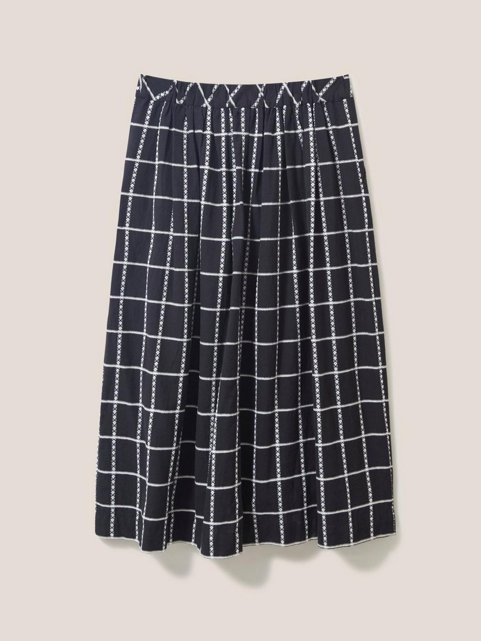 Anya Check Midi Skirt in BLK MLT - FLAT BACK