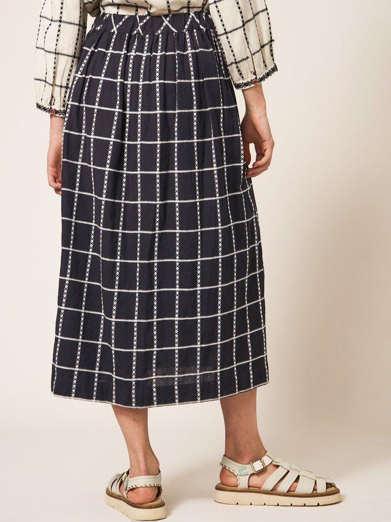 Anya Check Midi Skirt in BLK MLT - MODEL BACK
