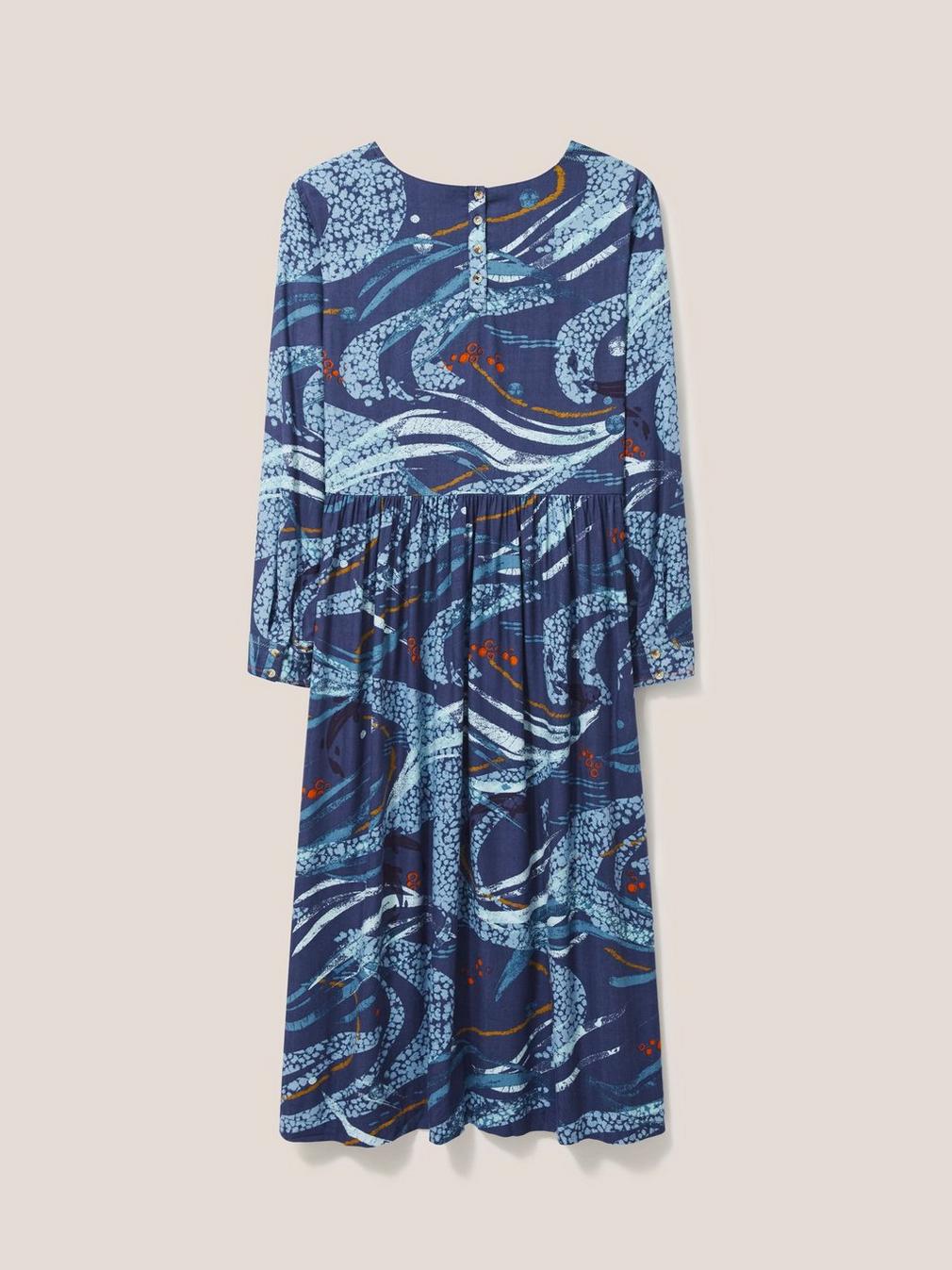 Elisa Eco Vero Viscose Versatile Dress in BLUE MLT - FLAT BACK