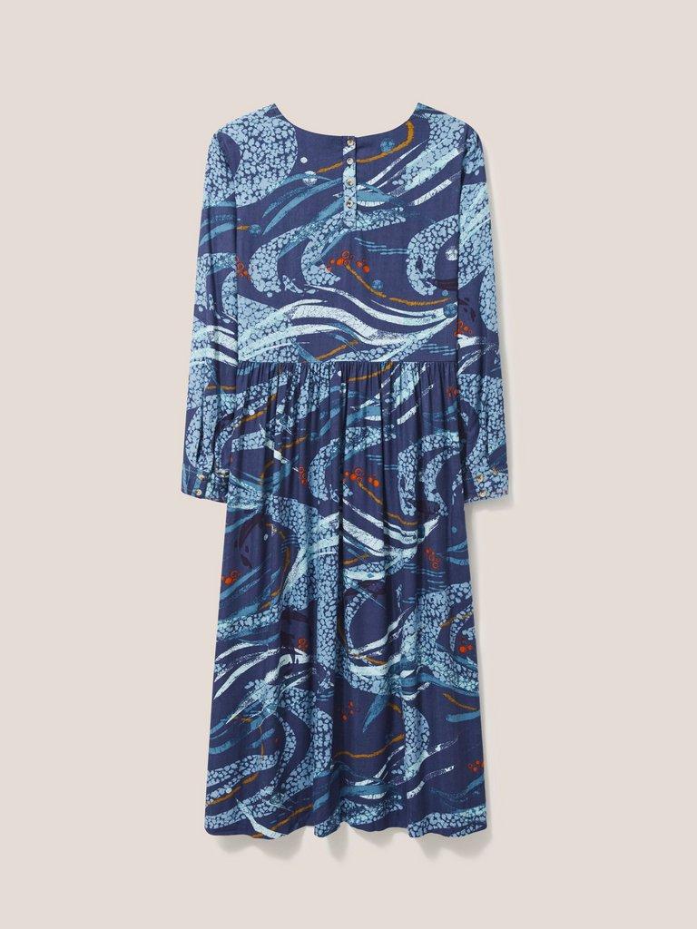 Elisa Eco Vero Viscose Versatile Dress in BLUE MLT - FLAT BACK