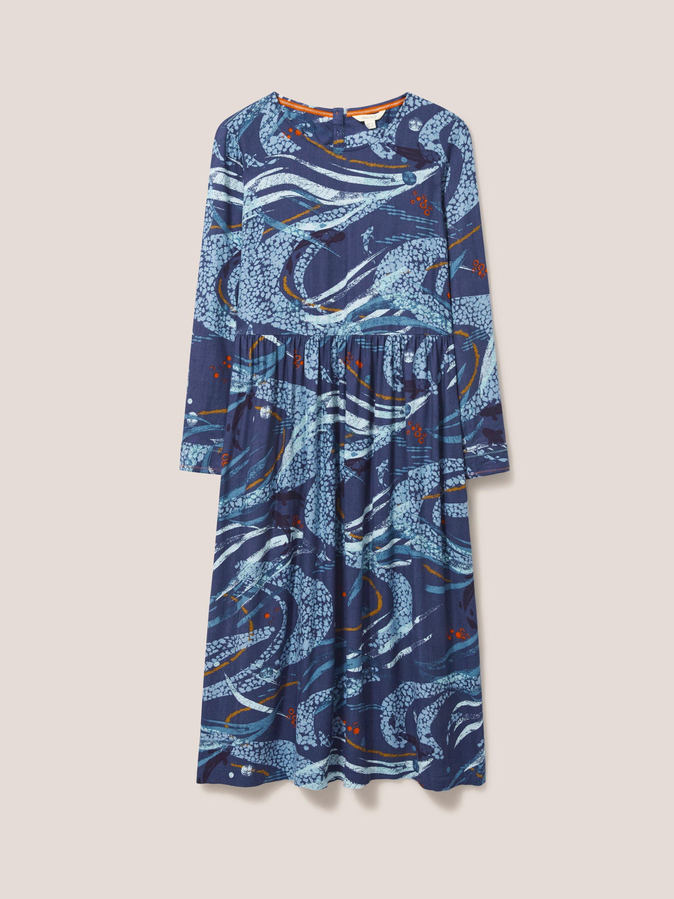 Elisa Eco Vero Viscose Versatile Dress in BLUE MLT - FLAT FRONT