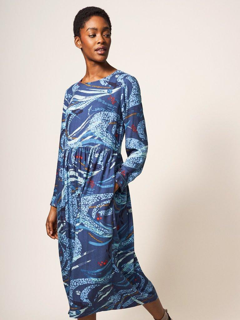 Elisa Eco Vero Viscose Versatile Dress in BLUE MLT - LIFESTYLE