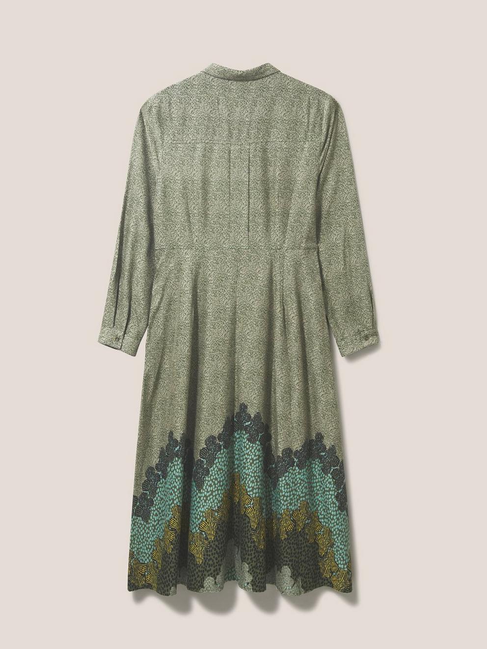 Renee Midi Shirt Dress in GREEN MLT - FLAT BACK