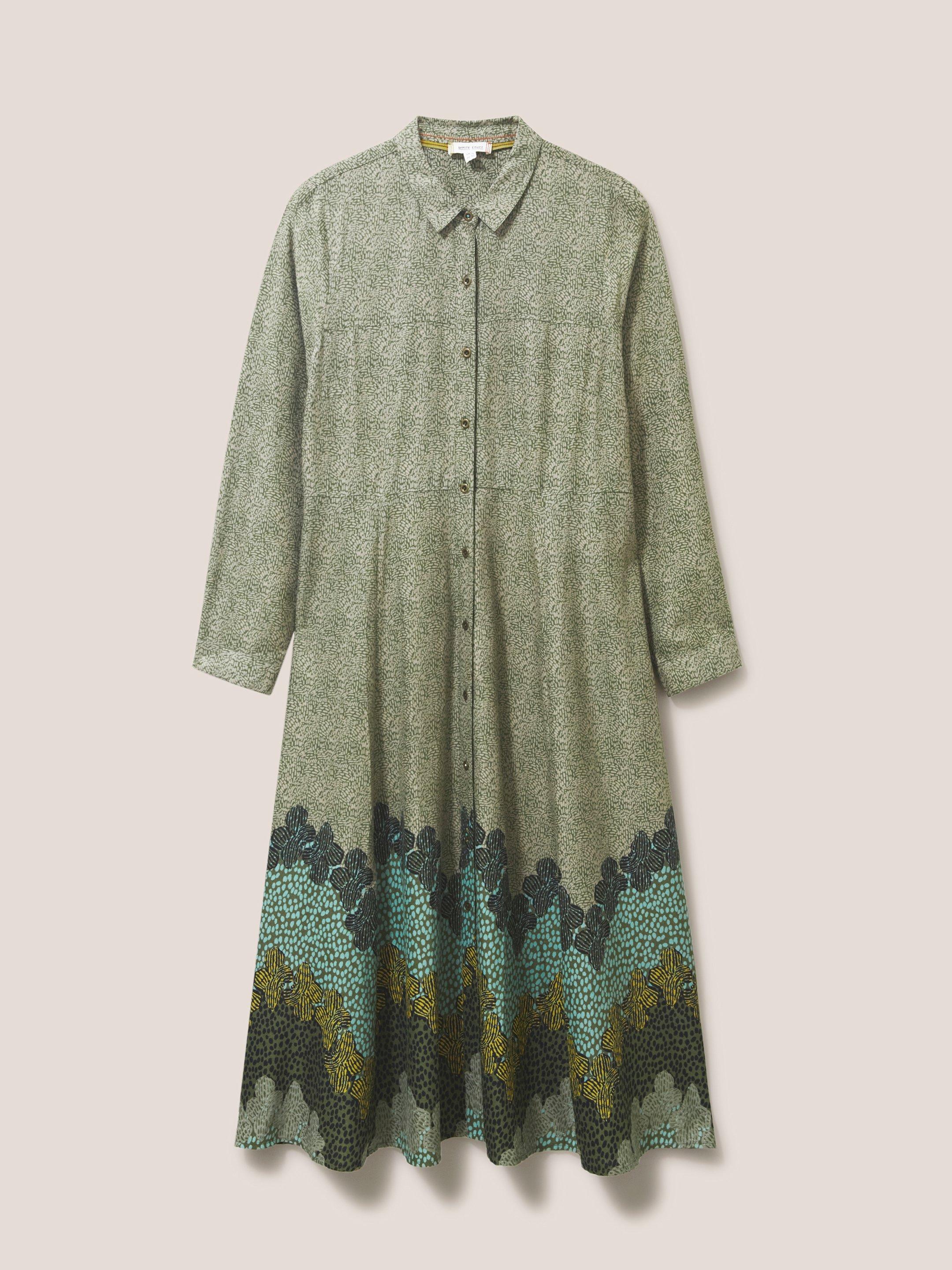 Renee Midi Shirt Dress in GREEN MLT - FLAT FRONT