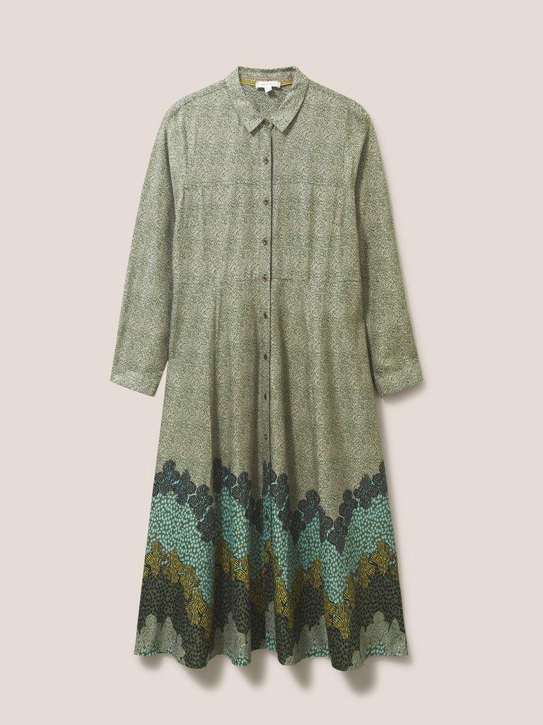 Renee Midi Shirt Dress in GREEN MLT - FLAT FRONT