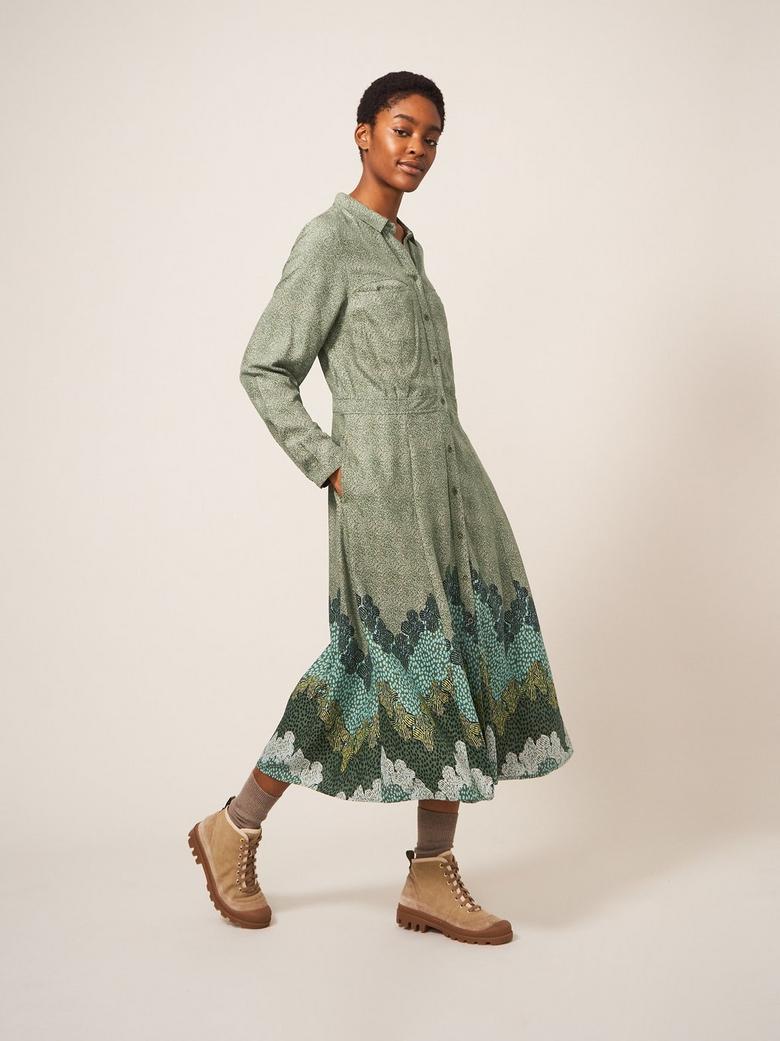 Long sleeve 2025 midi shirt dress