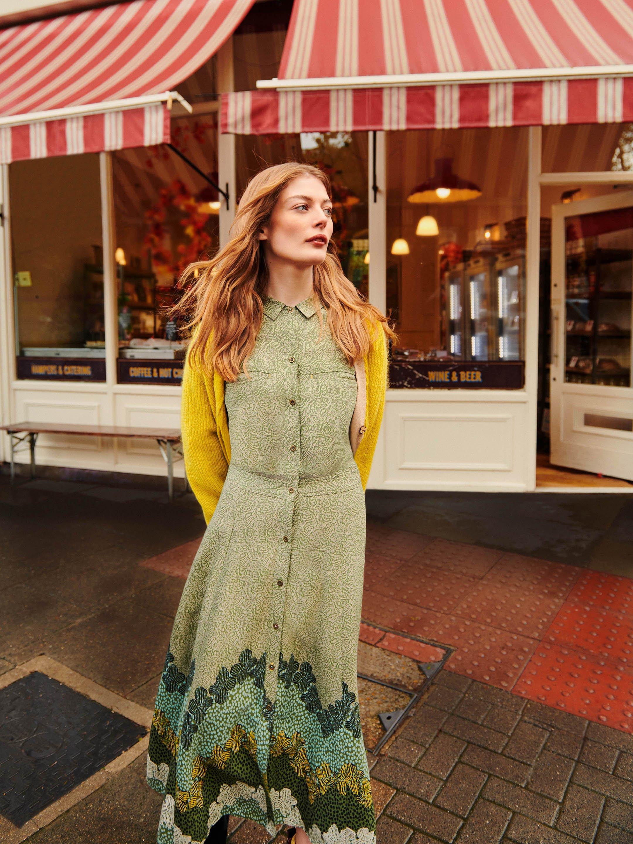 Renee Midi Shirt Dress in GREEN MLT - MIXED